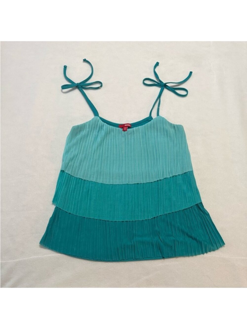 multiple Teal shade spaghetti strap layered front top